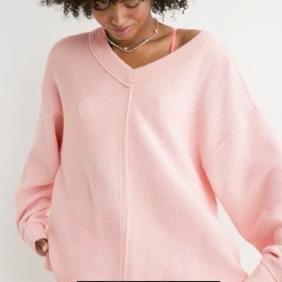 Aerie Wonder V-Neck Sweater/Sweatshirt. Women’s XL. Dream Pink - Picture 2 of 5